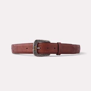 Lucchese Men's Brown Cowhide Leather Belt 34
